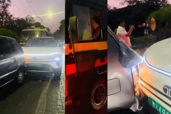 Police van goes out of control at Press Club Square, damages several vehicles