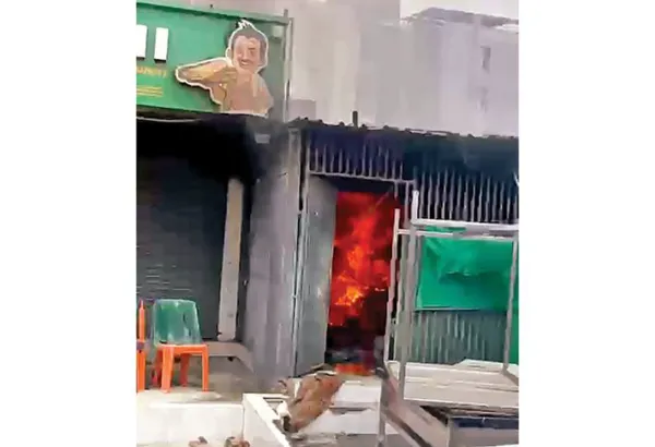 Fire at kitchen storage shed in New ChandkhedaThe shed was used to store kitchen materials of dosa outlet at KB Royal Elm Complex