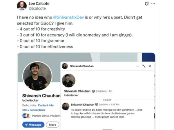 Angry Indian Techie's Vulgar Threat to US Founder