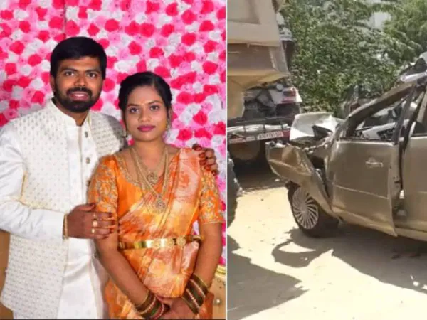 ಚಿಕ್ಕಬಳ್ಳಾಪುರ: ಕಂಟೈನರ್ ಲಾರಿಗೆ ಕಾರು ಡಿಕ್ಕಿ - ನವವಿವಾಹಿತೆ ಸೇರಿ ಇಬ್ಬರು ಸಾವು