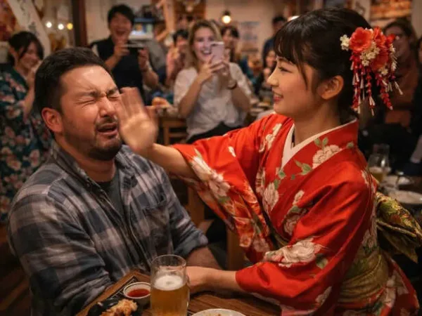Would you pay to get slapped before dinner? Here's why people in Japan are doing it