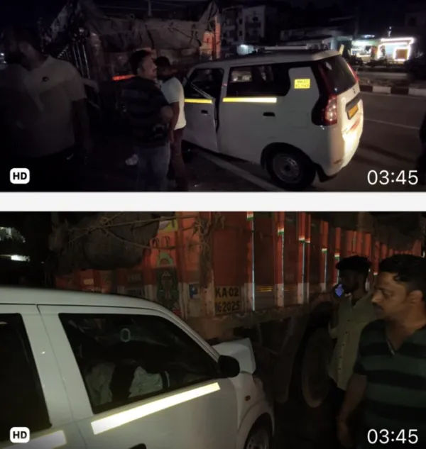 भरणे नाका येथे भीषण अपघात; भरधाव कारची ट्रकला धडक, 6 जखमी