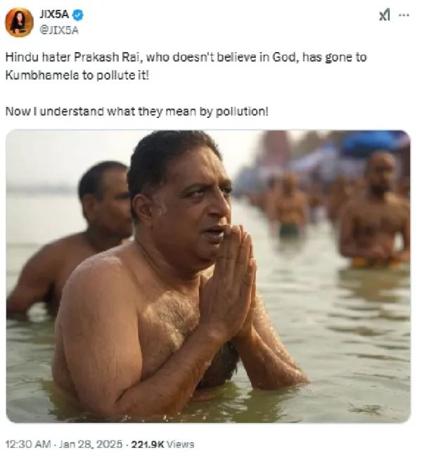 AI-Generated Image Of Prakash Raj At Mahakumbh Goes Viral