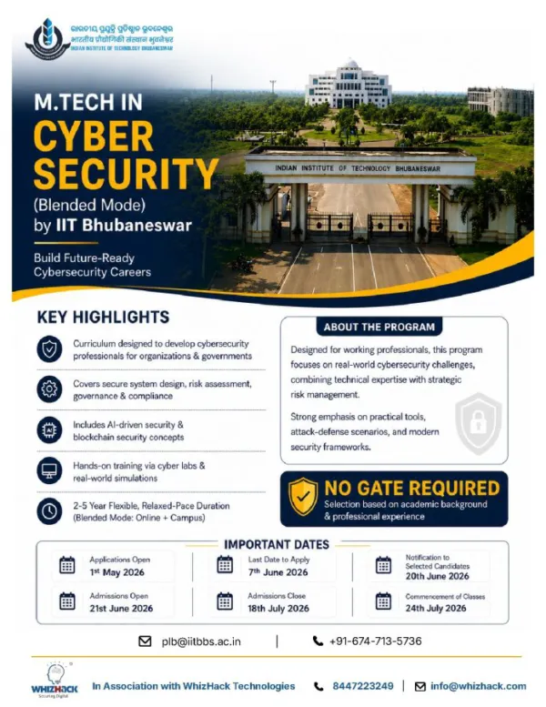 IIT Bhubaneswar Launches Industry-Linked M.Tech in Cybersecurity for Working Professionals