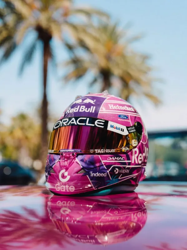 Max Verstappen debuts dramatic pink helmet for Miami GP: a bold departure from tradition