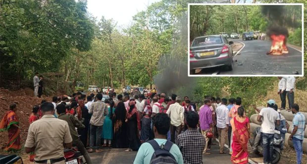 Road Mishap ದಾಂಡೇಲಿ; ಕಾರು-ದ್ವಿಚಕ್ರ ವಾಹನ ಅಪಘಾತ: ಸವಾರ ಗಂಭೀರ