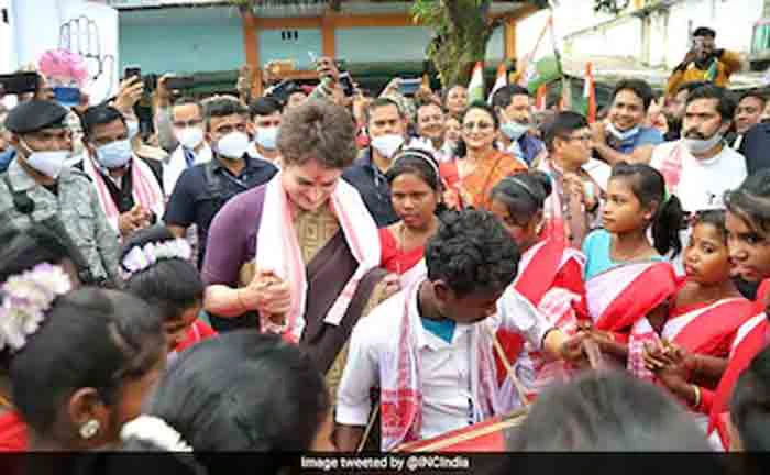 അസമില് പാട്ടും നൃത്തവുമായി അണികള്കൊപ്പം തെരഞ്ഞെടുപ്പ് പ്രചാരണത്തിനിറങ്ങി പ്രിയങ്ക ഗാന്ധി; വിഡിയോ കാണാം