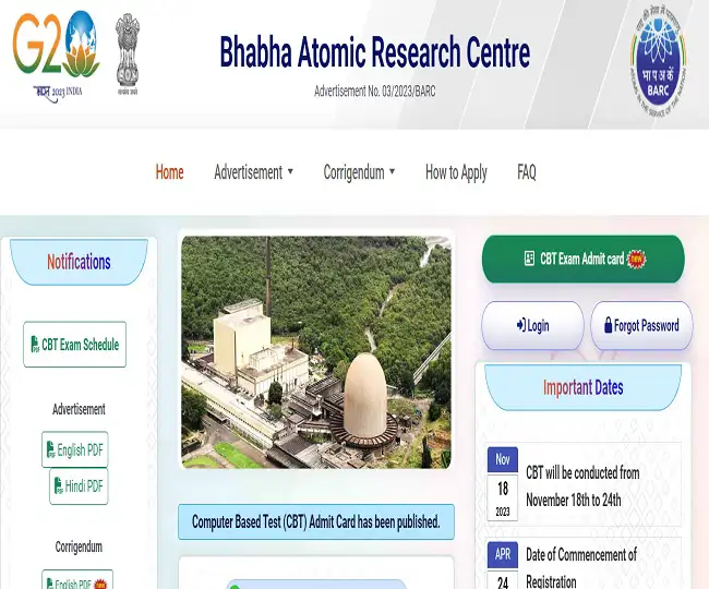 BARC Admit Card 2023 OUT