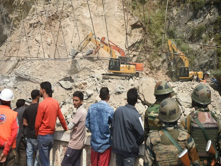 WATCH | Portion Of Mountain Falls Near J&K's Ramban Tunnel Collapse Site, 9 Workers Still Trapped