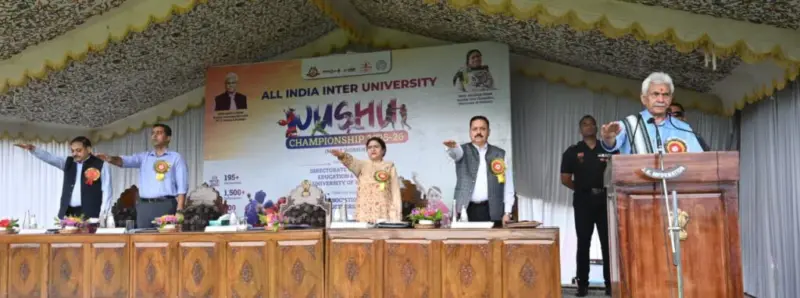 LG Manoj Sinha Urges Athletes to Champion Anti-Drug Mission at Inter-University Wushu Championship in Srinagar
