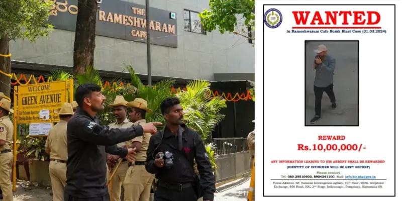 ராமேஸ்வரம் கஃபே.! குற்றவாளியை பிடிக்க துப்பு கொடுத்தால் ரூ.10 லட்சம் சன்மானம்.!