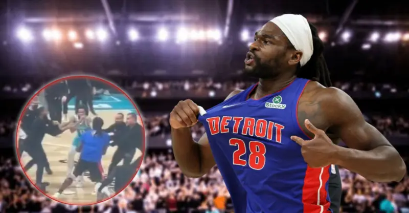 Isaiah Stewart Running From the Bench to Throw Punches in Wild Pistons-Hornets Brawl Leaves Fans Fuming - "How Is This Dude Not In Jail?"