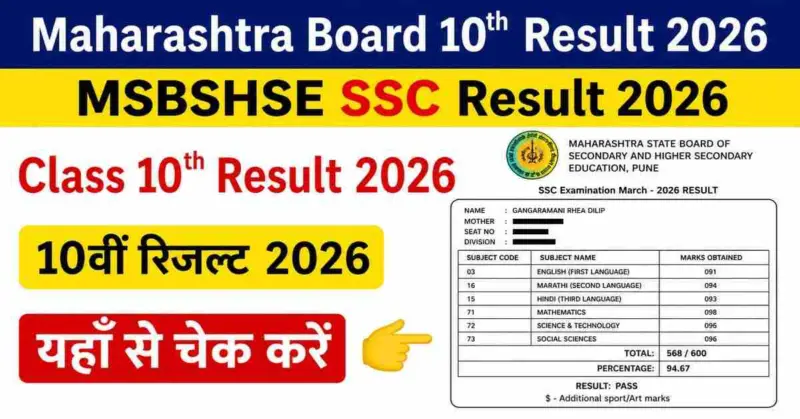 Maharashtra Board Class 10th Result 2026
