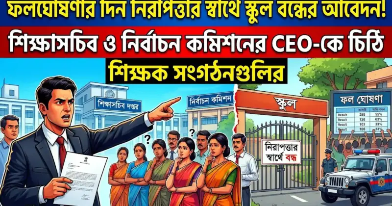ফলাফল ঘোষণার দিন নিরাপত্তার স্বার্থে স্কুল বন্ধের আবেদন! শিক্ষাসচিব ও নির্বাচন কমিশনের CEO-কে চিঠি শিক্ষক সংগঠনগুলির