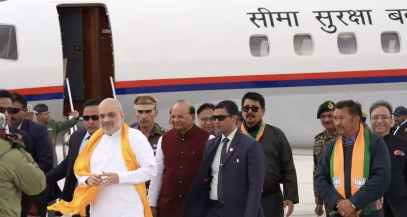 Amit Shah arrives in Ladakh for Buddha relics event