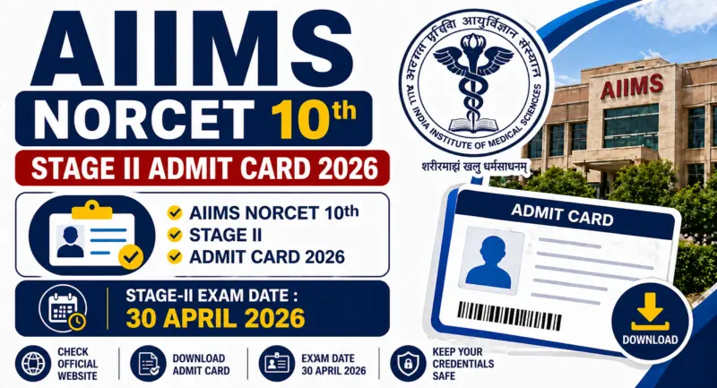 AIIMS NORCET 10th Stage II Admit Card 2026