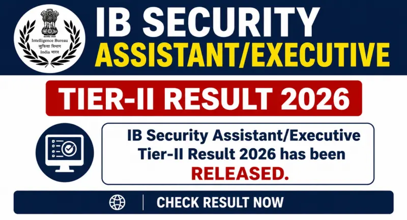 IB Security Assistant/Executive Tier-II Result 2026