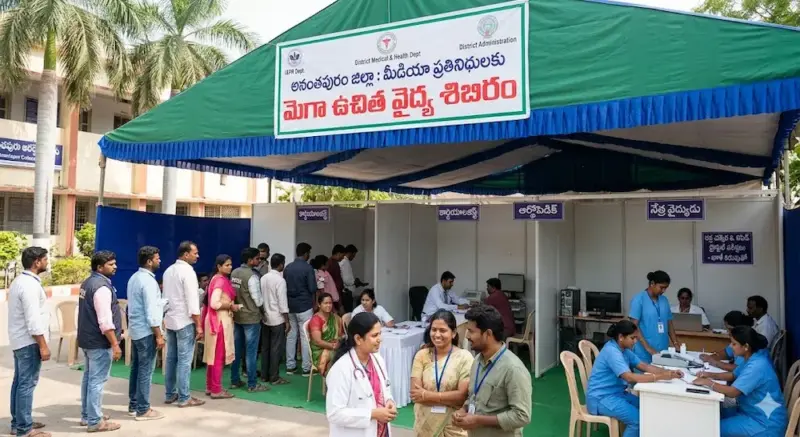 అనంతపురంలో జర్నలిస్టులకు మెగా ఉచిత వైద్య శిబిరం