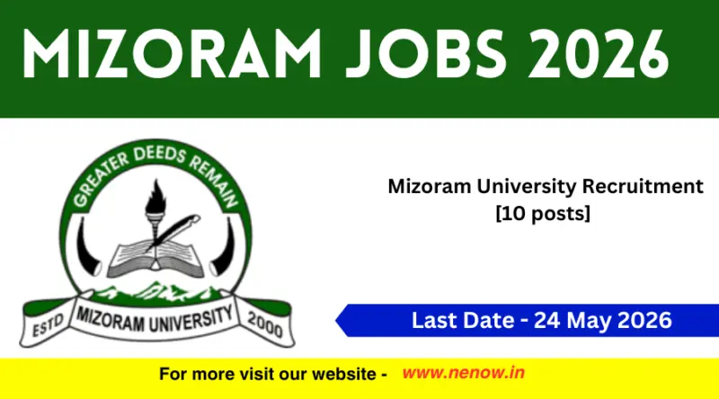 Mizoram Jobs 2026 : Mizoram University Recruitment [10 posts]
