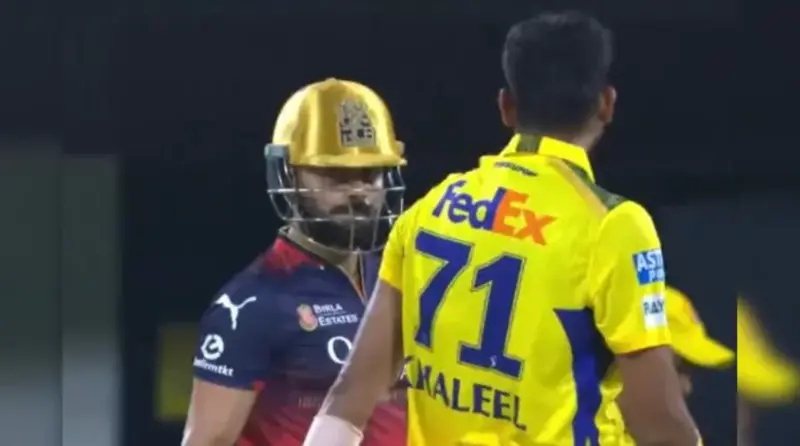 Virat Kohli reacts after Khaleel Ahmed sledging in RCB vs CSK IPL 2026