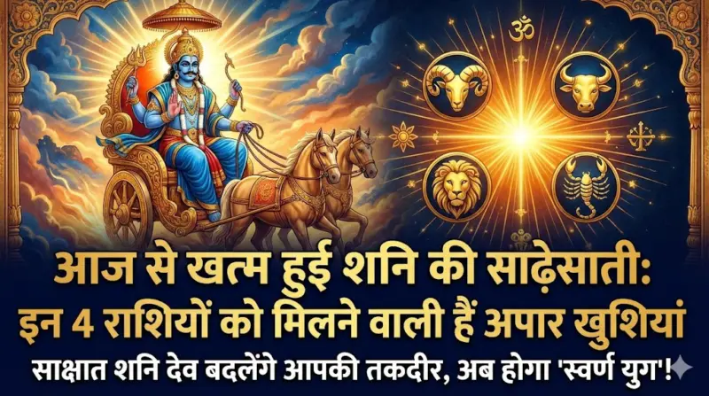 आज से खत्म हुई शनि की साढ़ेसाती: इन 4 राशियों को मिलने वाली हैं अपार खुशियां, साक्षात शनि देव बदलेंगे आपकी तकदीर, अब होगा 'स्वर्ण युग'!
