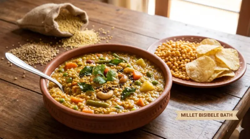நாவூறும் சுவையில் ஒரு ராயல் ஆரோக்கிய விருந்து: சிறுதானிய பிசிபேளே பாத் - சும்மா நச்சுனு இருக்கும்!