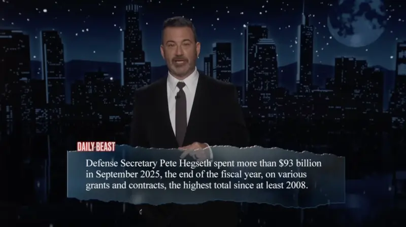 Jimmy Kimmel reacts to Pete Hegseth spending $93 billion in 1 month