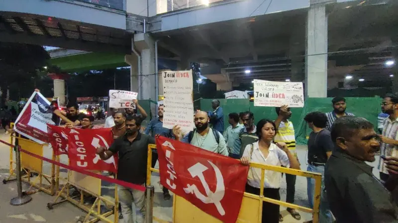 IT association protest against TCS layoffs; demands to halt illegal retrenchments