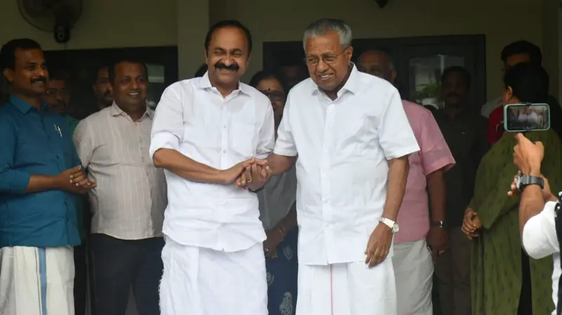 Kerala CM-designate V D Satheesan meets Pinarayi Vijayan, calls on senior leaders in Thiruvananthapuram