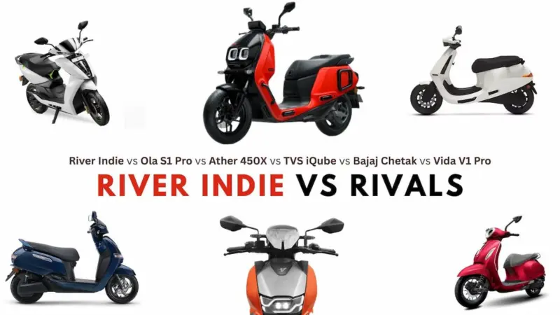 River Indie Vs Rivals : River Indie, Ola S1 Pro, Ather 450X, TVS iQube, Bajaj Chetak, Vida V1 Pro: EV Comparison