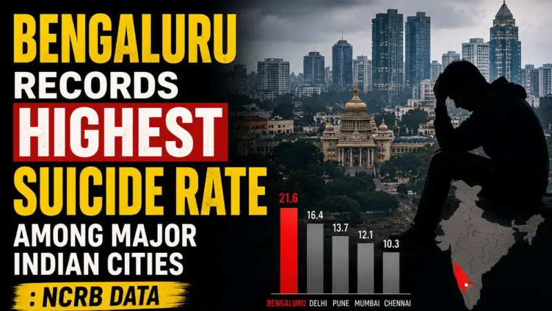 ಆತ್ಮಹತ್ಯೆ ಪ್ರಕರಣಗಳಲ್ಲಿ ಬೆಂಗಳೂರಿಗೆ ನಂ.1 ಸ್ಥಾನ..!