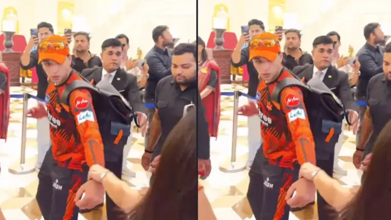 Watch: Female fan grabs Abhishek Sharma's hand tightly in Jaipur after RR vs SRH IPL 2026 match