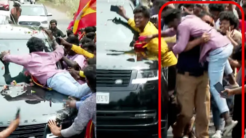 விஜய் கார் மீது ஏறிய தொண்டர்கள்.. பரப்புரைக்கு செல்லும் வழியில் அதிர்ச்சி-சர்ச்சை கிளப்பிய வீடியோ!