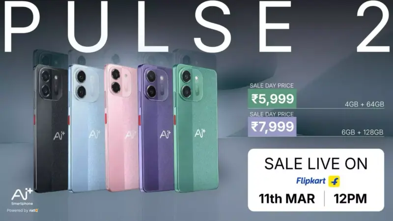 Ai+ Smartphone's Pulse 2 Debuts with a Starting Price of ₹5,999