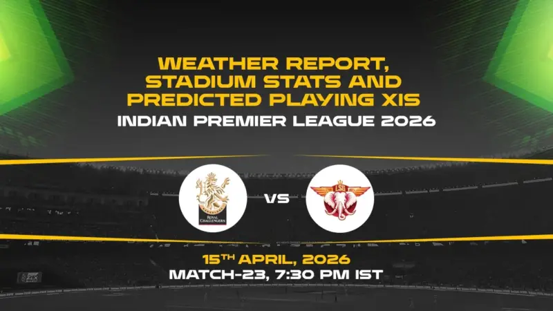 IPL 2026, Match 23: RCB vs LSG weather report, stadium stats and predicted playing XIs