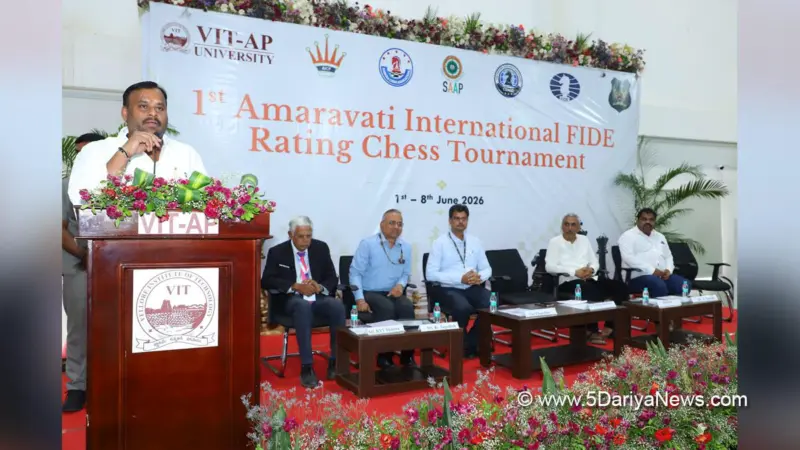Mandipalli Ram Prasad Reddy Praises VIT-AP University's Efforts in Hosting the 1st Amaravati International FIDE Rating Chess Tournament
