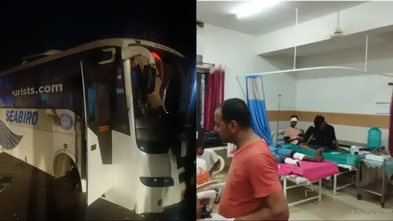 చిత్రదుర్గలో బస్సు బోల్తా.. 15 మందికి గాయాలు