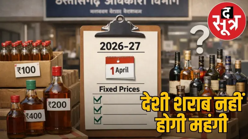 CG आबकारी विभाग का फैसला; नहीं बढ़ेंगे देशी शराब के दाम, वर्ष 2026-27 के लिए नई दरें जारी