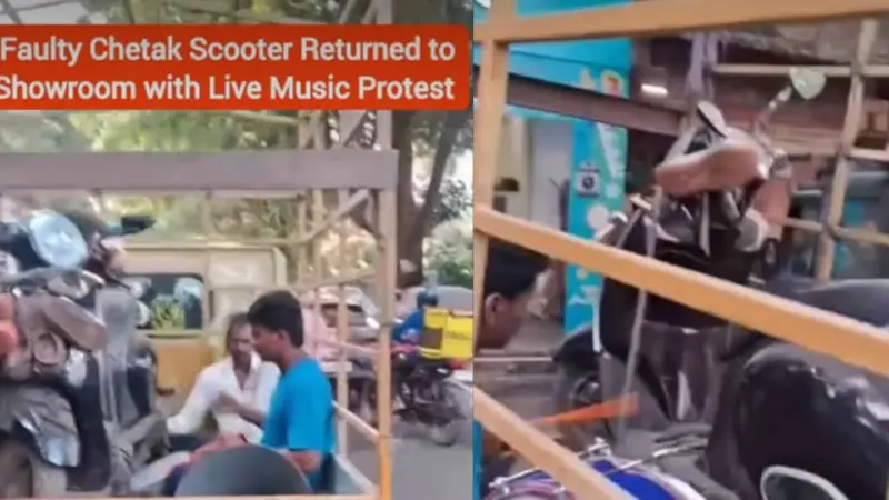 Drums, music and garland of slippers: How Goa man returned his 'faulty' scooter to company's showroom