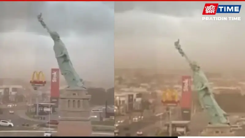 Statue of Liberty Replica Collapses Amid Severe Winds