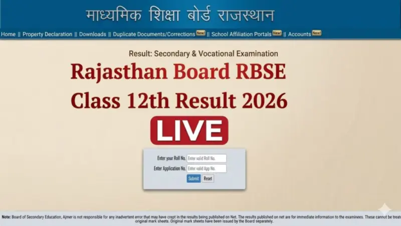 RBSE Class 12 Arts Result 2026 Declared: 97.54% Students Pass, Check Rajasthan Board Results Online | Cliq Latest