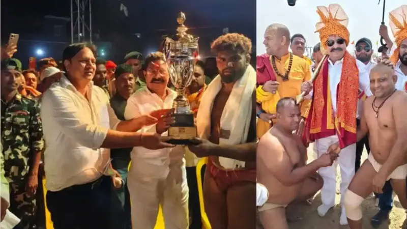 महादंगल में भारत का दबदबा: अनंत सिंह के पैतृक गांव नदवा में दिल्ली के जॉन्टी गुजर ने ईरानी पहलवान को चटाई धूल