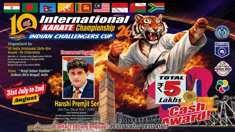 Kolkata Set to Host the Grand 10th International Karate Championship – Indian Challengers Cup 2026