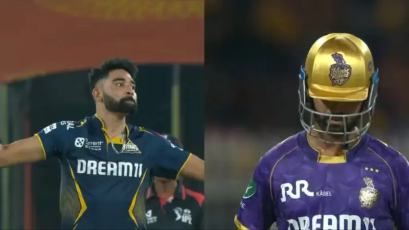 Watch: Mohammed Siraj dismisses Ajinkya Rahane for golden duck during GT vs KKR clash in IPL 2026