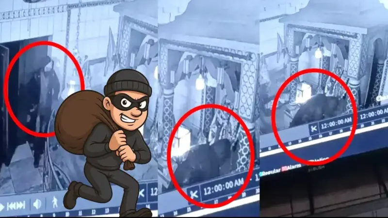 ग्रेटर नोएडा के दुर्गा मंदिर में चोरी से हड़कंप: मूर्ति से 3 किलो का चांदी का छत्र ले गया चोर, CCTV में कैद हुई घटना