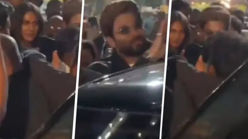 Allu Arjun Shields Wife Sneha Reddy As Uncontrollable Crowd Mobs Couple | Watch