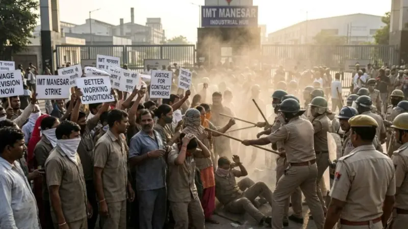 Gurugram: 56 arrested after violent clash during workers' strike at IMT Manesar