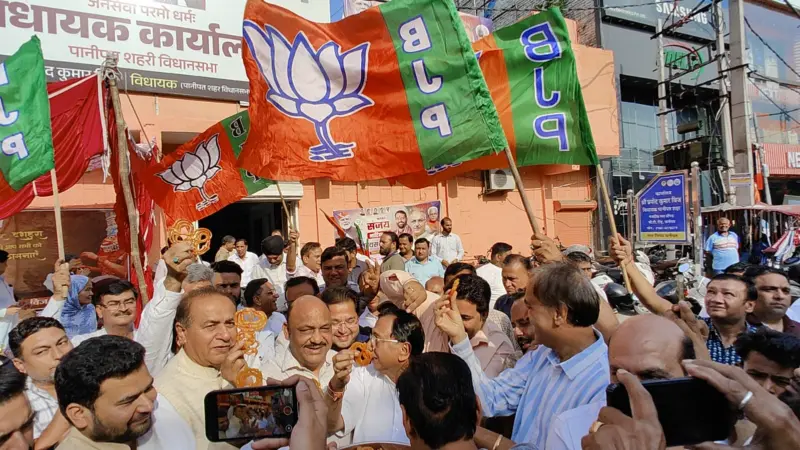 BJP leaders, workers celebrate party's victory in Panipat, Sonepat
