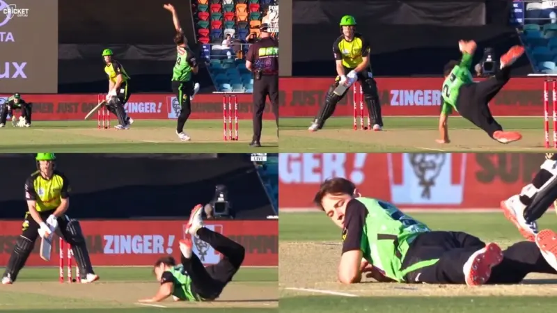 Watch: Brody Couch avoids career-ending injury after tripping in Melbourne Stars vs Sydney Thunder clash