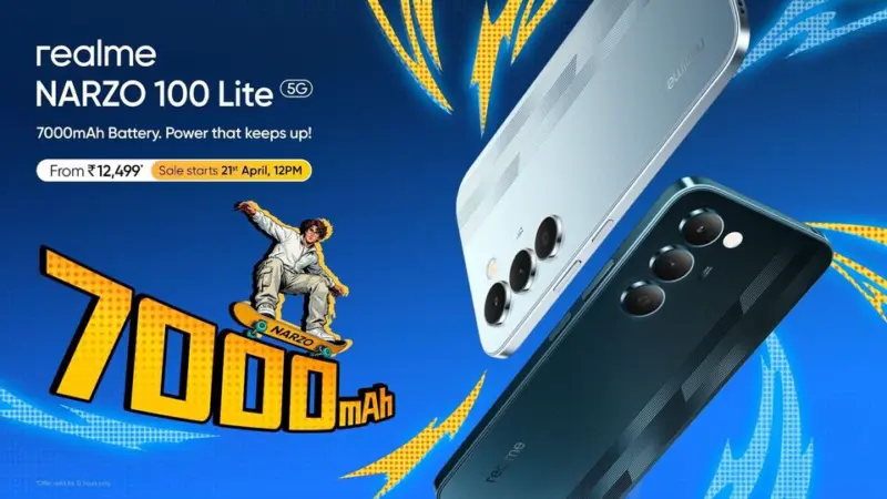Realme Narzo 100 Lite 5G with 6.8-inch 144Hz display and 7,000mAh battery launched, price starts at  ₹13,999